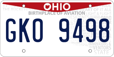 OH license plate GKO9498