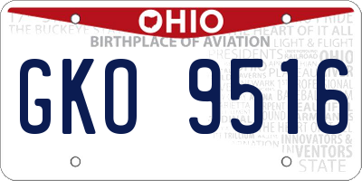 OH license plate GKO9516