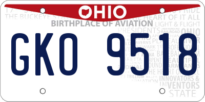 OH license plate GKO9518