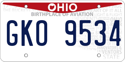 OH license plate GKO9534