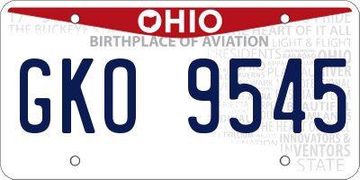 OH license plate GKO9545