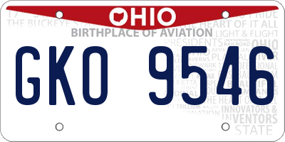 OH license plate GKO9546