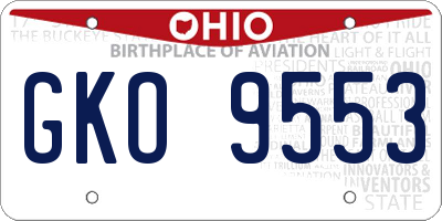 OH license plate GKO9553