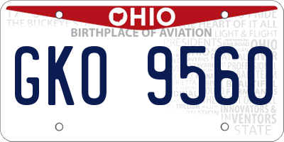 OH license plate GKO9560