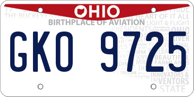 OH license plate GKO9725