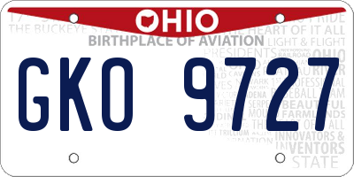 OH license plate GKO9727