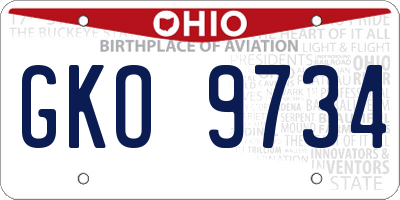 OH license plate GKO9734