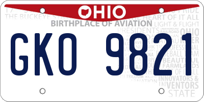 OH license plate GKO9821