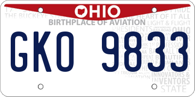 OH license plate GKO9833