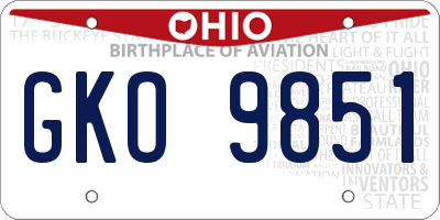 OH license plate GKO9851