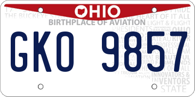 OH license plate GKO9857