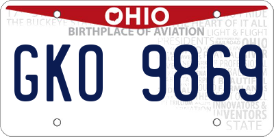OH license plate GKO9869