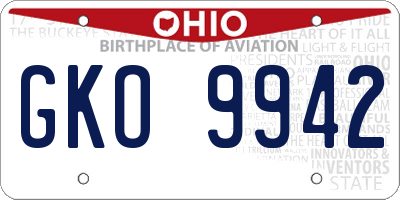 OH license plate GKO9942