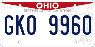 OH license plate GKO9960