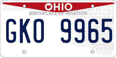 OH license plate GKO9965