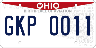 OH license plate GKP0011