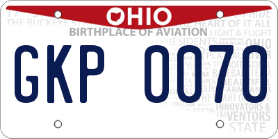OH license plate GKP0070