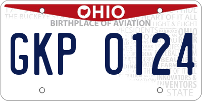OH license plate GKP0124