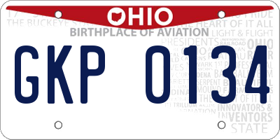OH license plate GKP0134