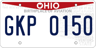 OH license plate GKP0150