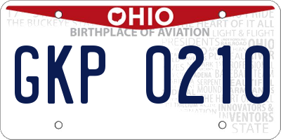 OH license plate GKP0210