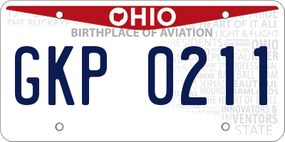 OH license plate GKP0211