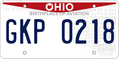OH license plate GKP0218
