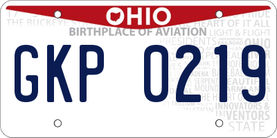 OH license plate GKP0219