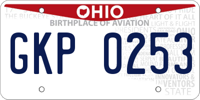 OH license plate GKP0253