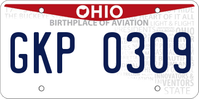 OH license plate GKP0309
