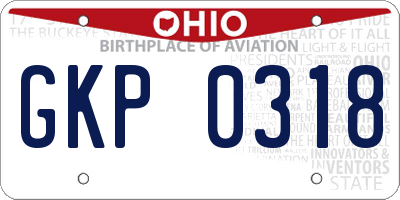 OH license plate GKP0318