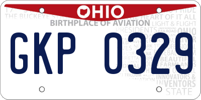 OH license plate GKP0329