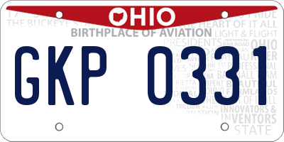 OH license plate GKP0331