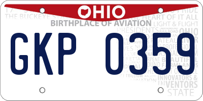 OH license plate GKP0359
