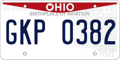 OH license plate GKP0382