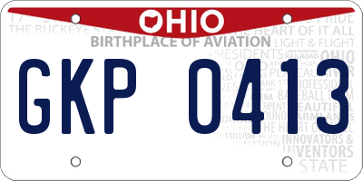 OH license plate GKP0413
