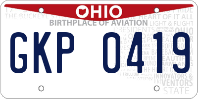 OH license plate GKP0419