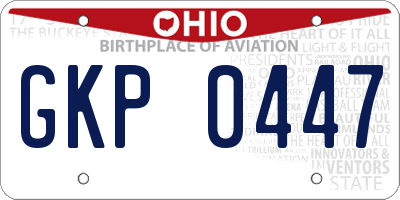 OH license plate GKP0447