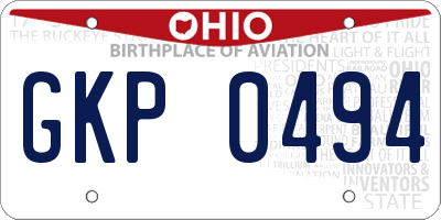 OH license plate GKP0494