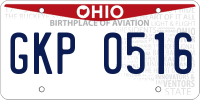 OH license plate GKP0516