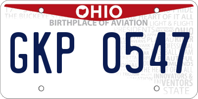 OH license plate GKP0547