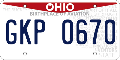 OH license plate GKP0670