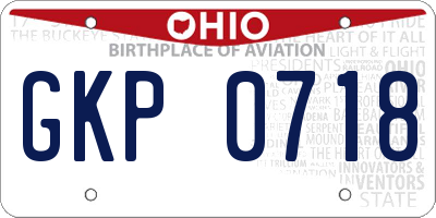OH license plate GKP0718