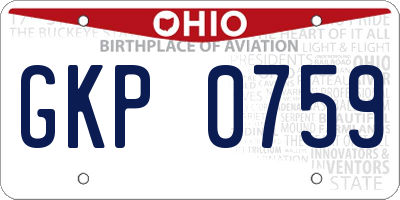 OH license plate GKP0759