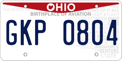 OH license plate GKP0804