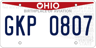 OH license plate GKP0807