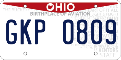 OH license plate GKP0809