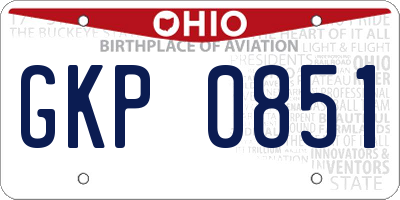 OH license plate GKP0851