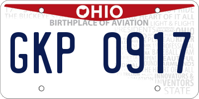 OH license plate GKP0917