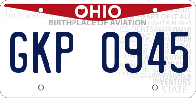 OH license plate GKP0945